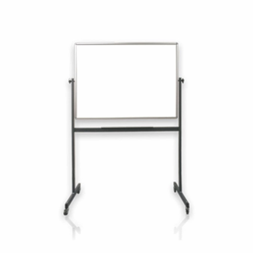 Anodized aluminum framed whiteboard with durable powder-coated Mobile steel H-stand offers long-lasting strength and stability. four wheels to allow easy mobility.