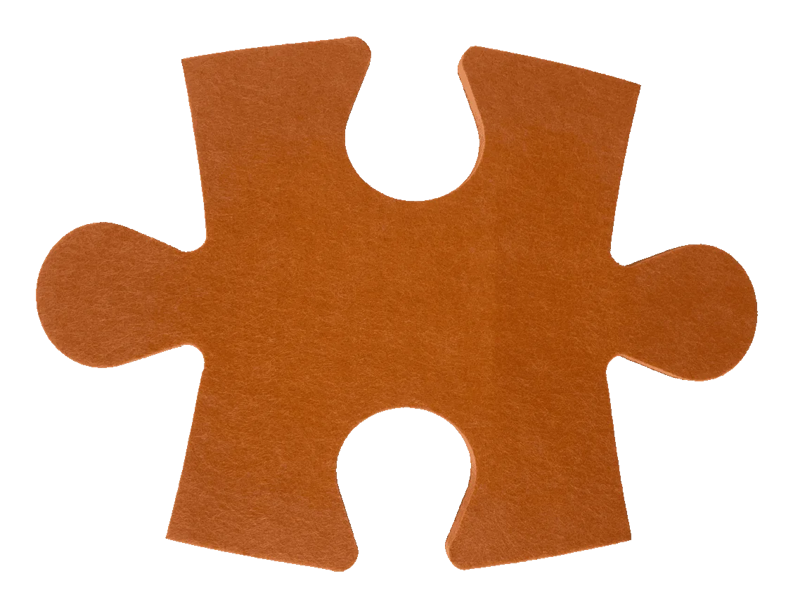 A felt puzzle piece with interlocking cutouts