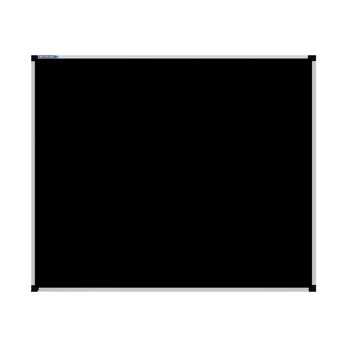 This image shows a Black rectangular Felt board with a silver frame. The corners of the frame are reinforced with black plastic.