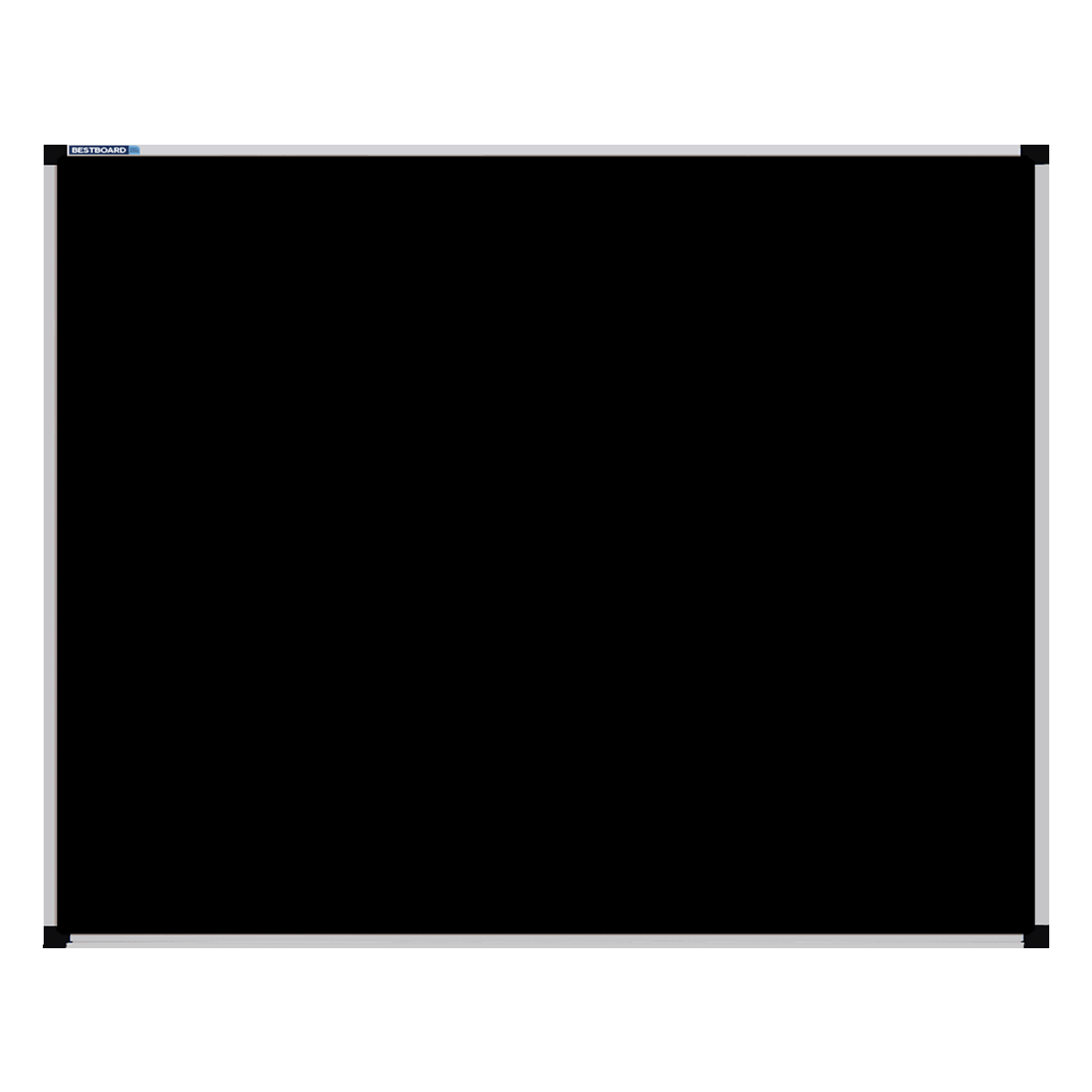 This image shows a Black rectangular Felt board with a silver frame. The corners of the frame are reinforced with black plastic.