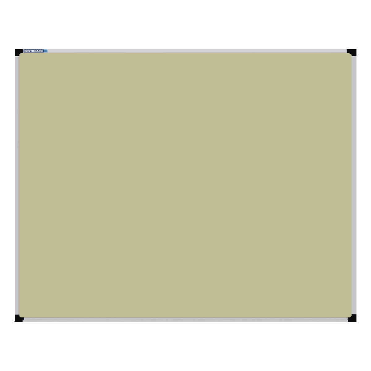 This image shows a cream rectangular Felt board with a silver frame. The corners of the frame are reinforced with black plastic.