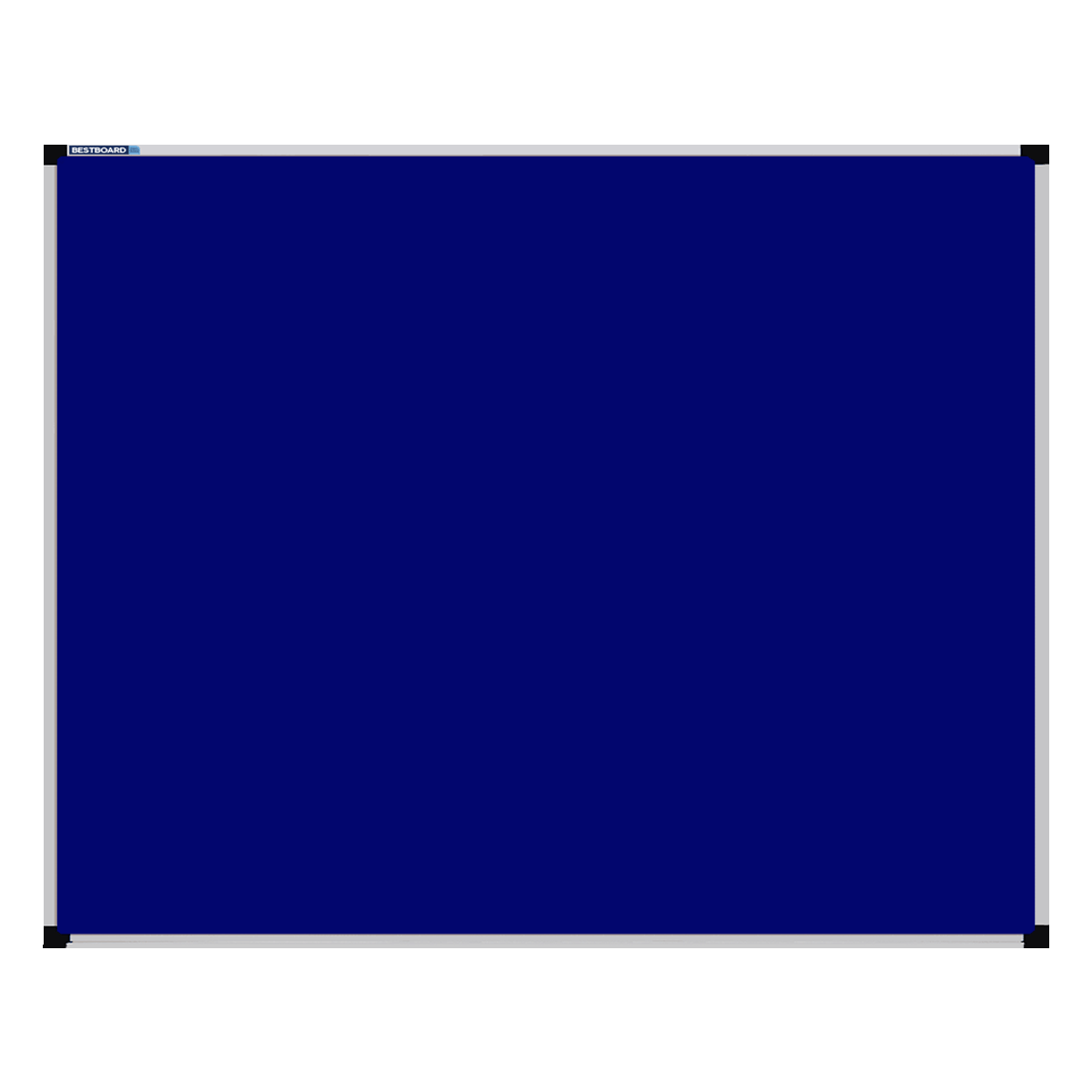 This image shows a Royal Blue rectangular Felt board with a silver frame. The corners of the frame are reinforced with black plastic.