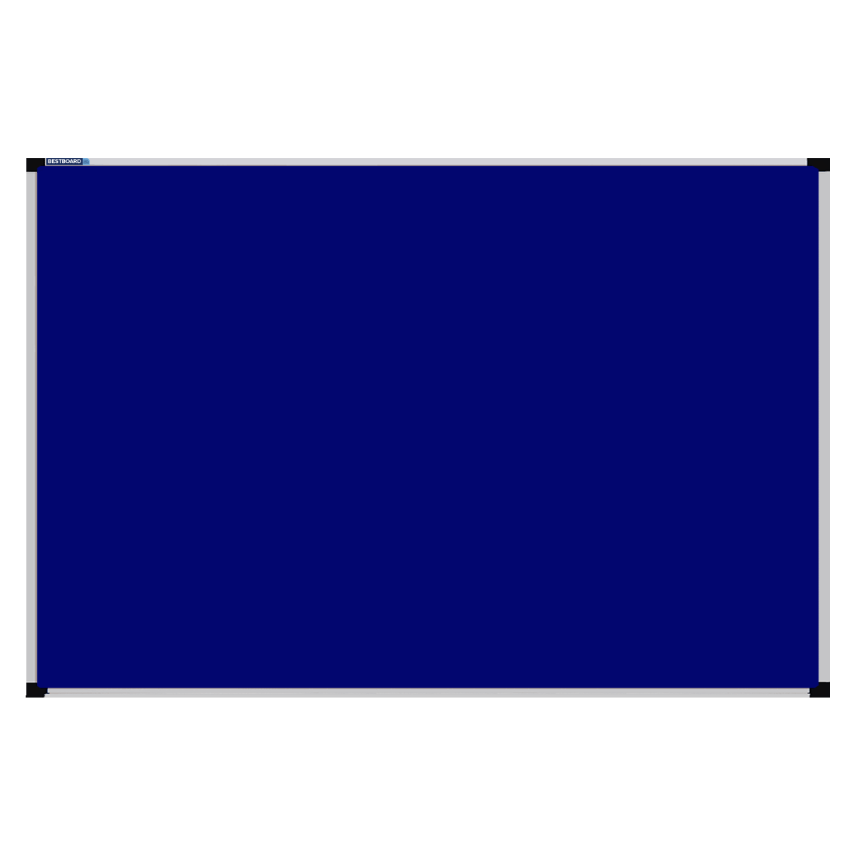 This image shows a Royal Blue rectangular Felt board with a silver frame. The corners of the frame are reinforced with black plastic.