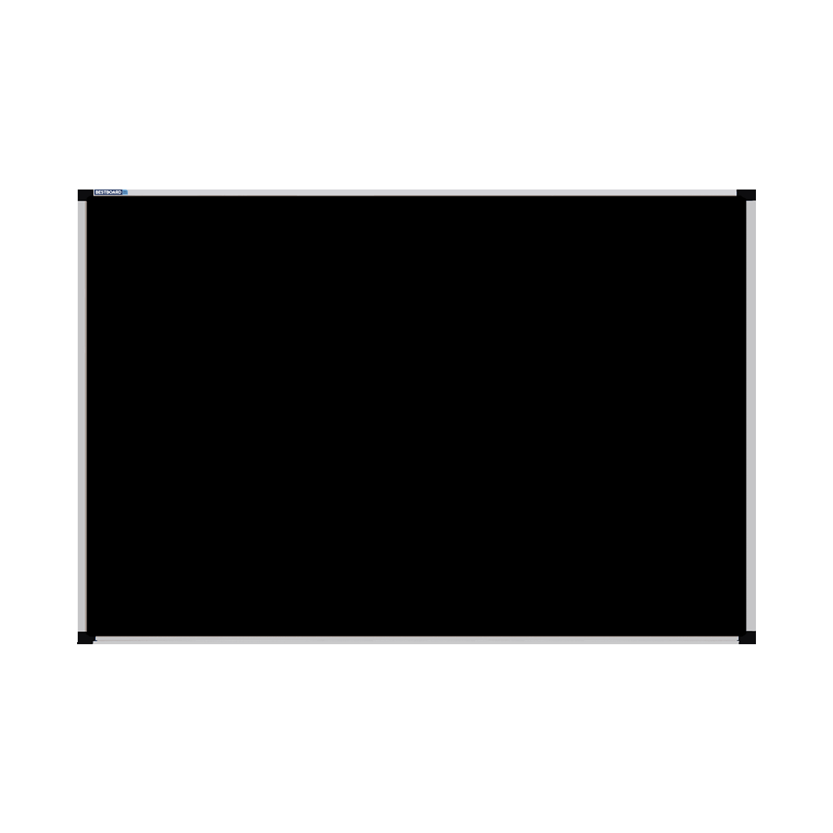 This image shows a Black rectangular Felt board with a silver frame. The corners of the frame are reinforced with black plastic.