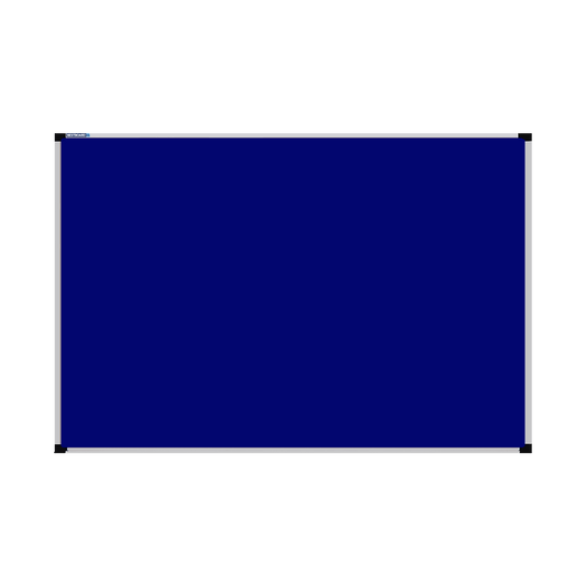 This image shows a Royal Blue rectangular Felt board with a silver frame. The corners of the frame are reinforced with black plastic.