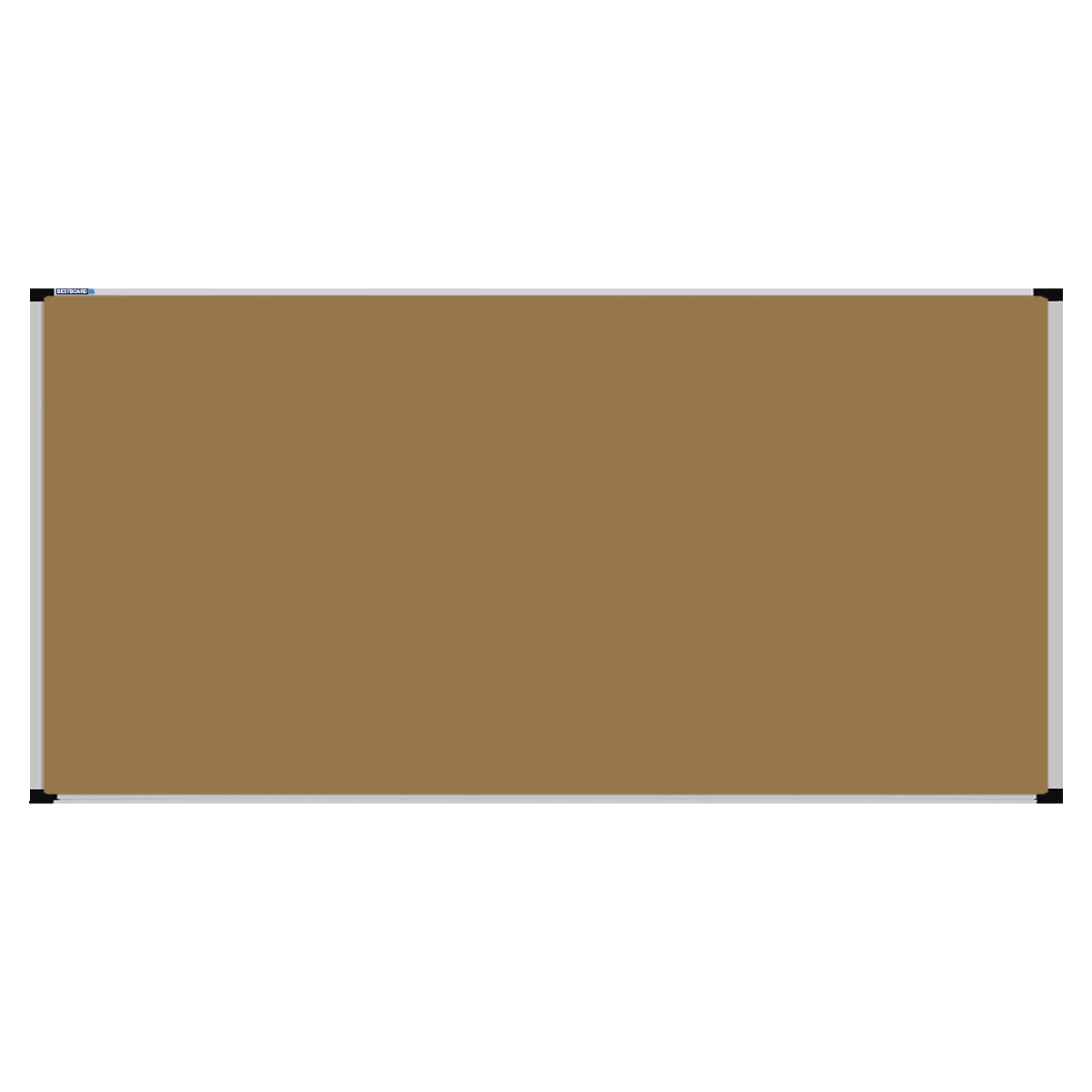 This image shows a beige rectangular Felt board with a silver frame. The corners of the frame are reinforced with black plastic.