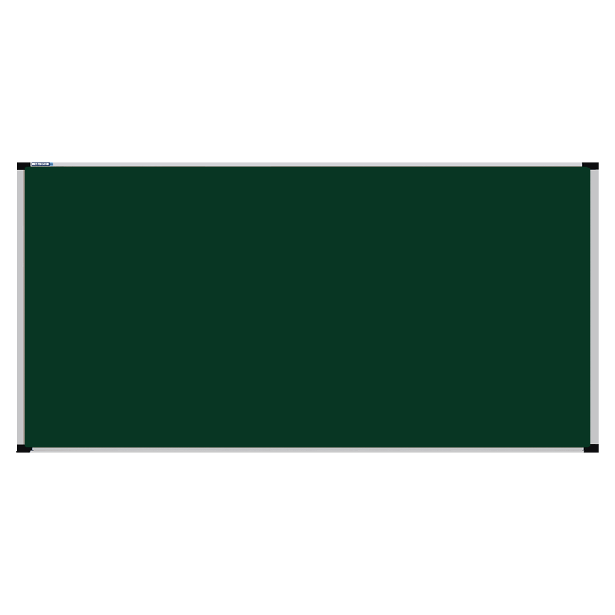 This image shows a Bottle Green rectangular Felt board with a silver frame. The corners of the frame are reinforced with black plastic.