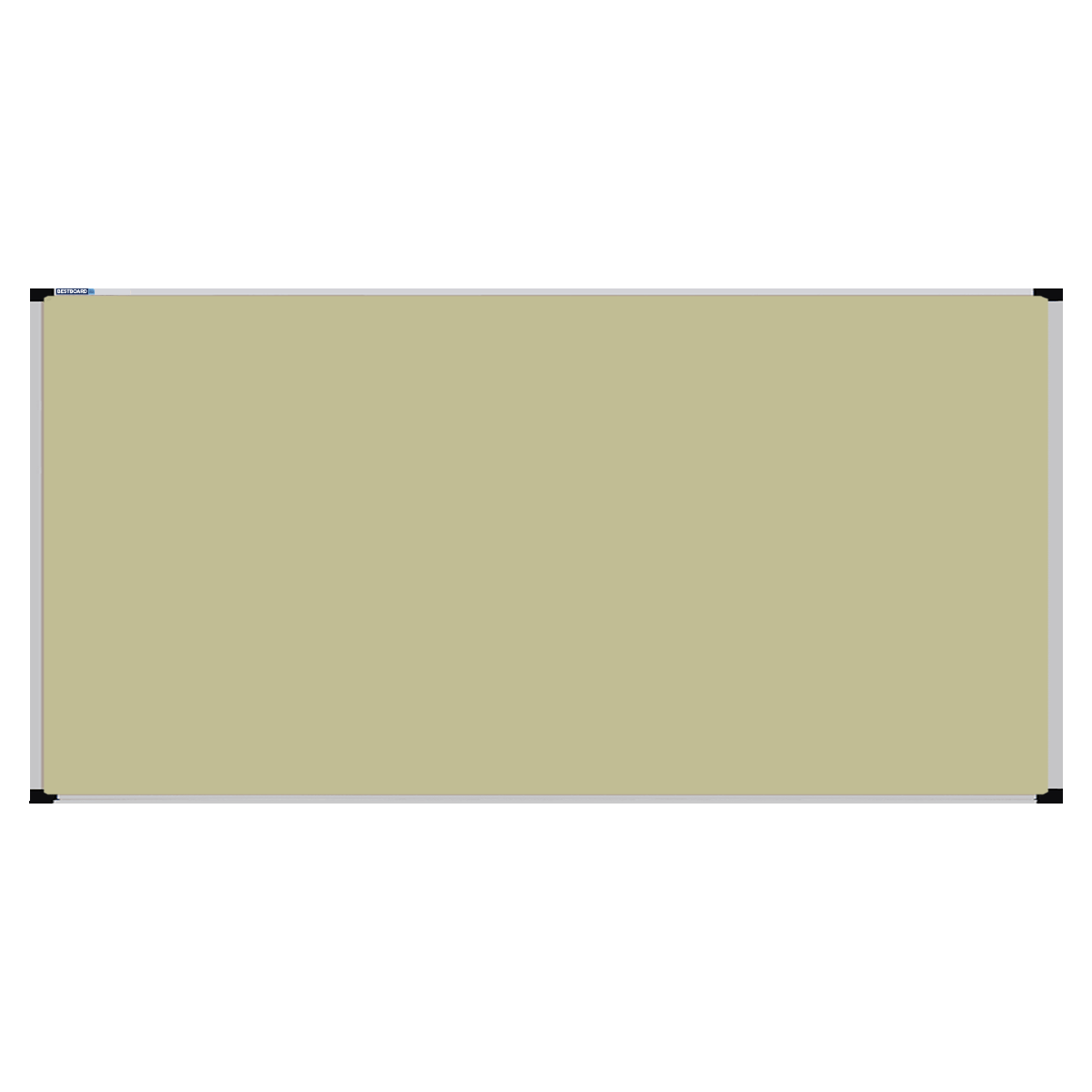 This image shows a cream rectangular Felt board with a silver frame. The corners of the frame are reinforced with black plastic.