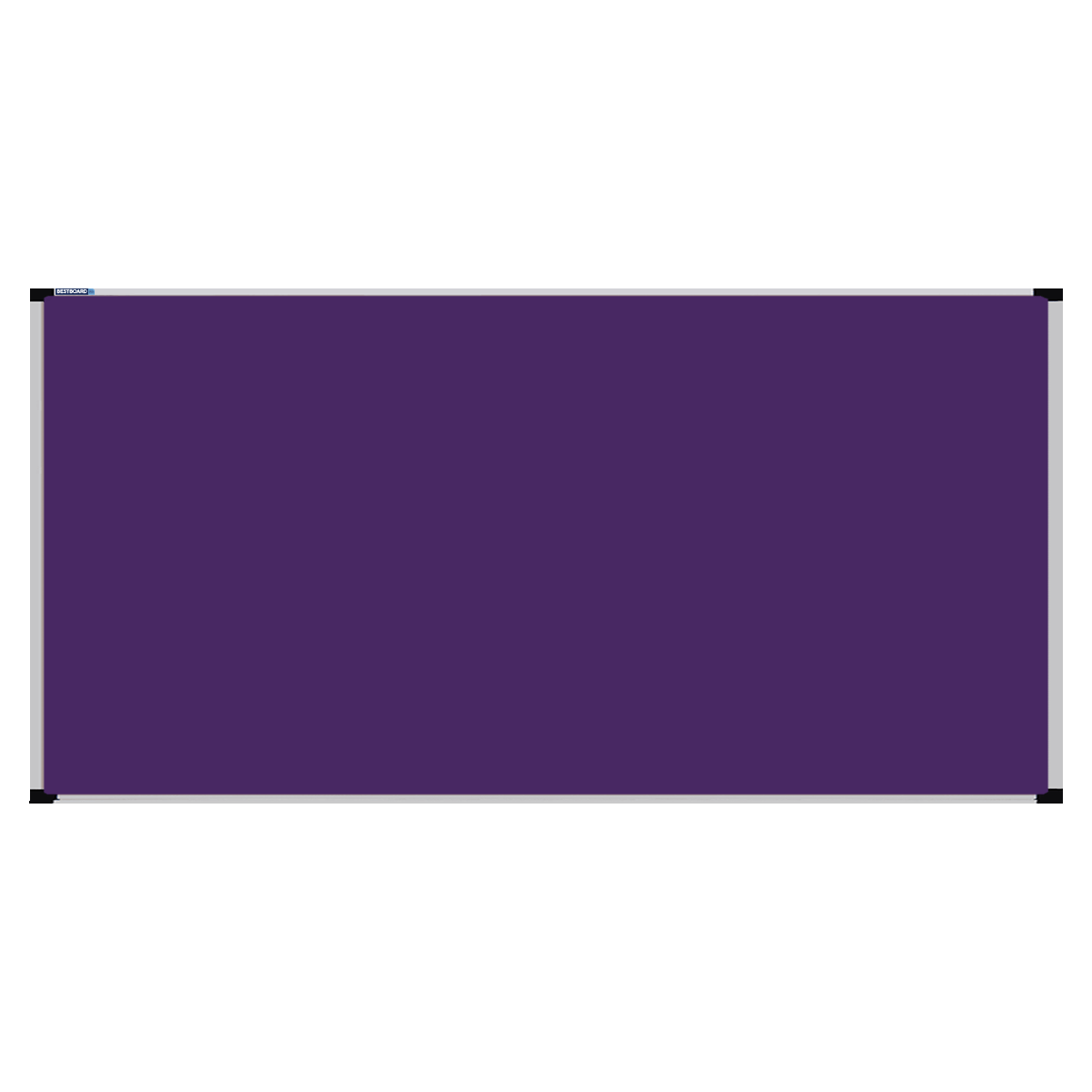 This image shows a purple rectangular Felt board with a silver frame. The corners of the frame are reinforced with black plastic.