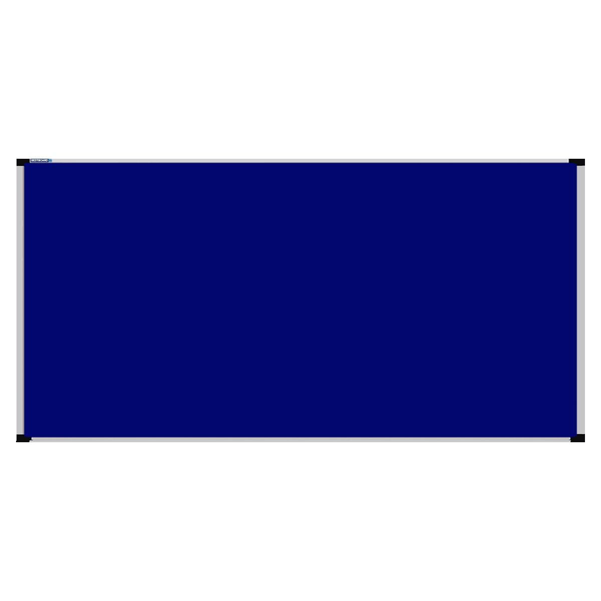 This image shows a Royal Blue rectangular Felt board with a silver frame. The corners of the frame are reinforced with black plastic.