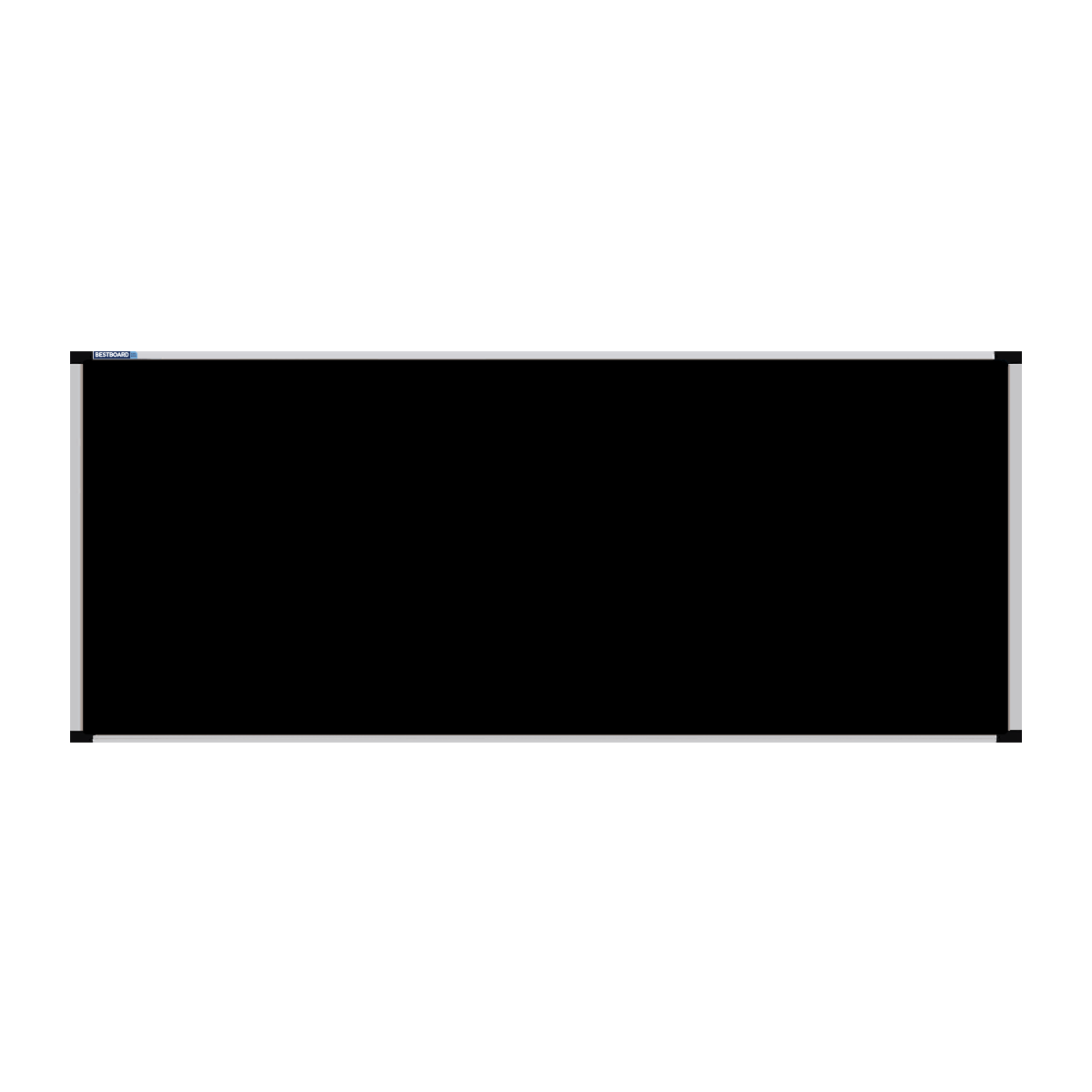 This image shows a Black rectangular Felt board with a silver frame. The corners of the frame are reinforced with black plastic.