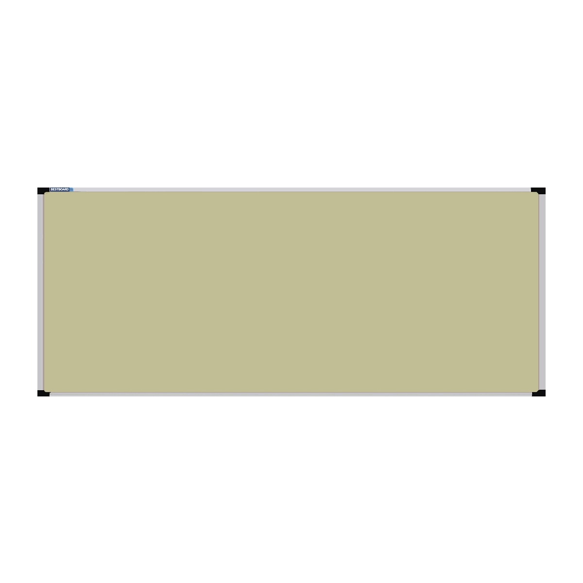 This image shows a cream rectangular Felt board with a silver frame. The corners of the frame are reinforced with black plastic.