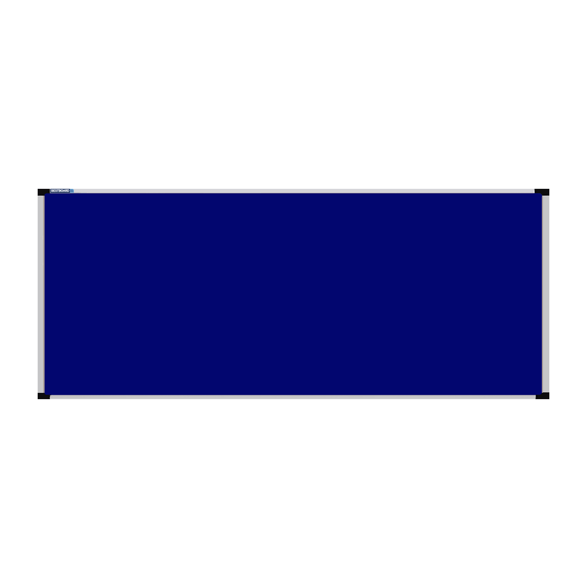 This image shows a Royal Blue rectangular Felt board with a silver frame. The corners of the frame are reinforced with black plastic.
