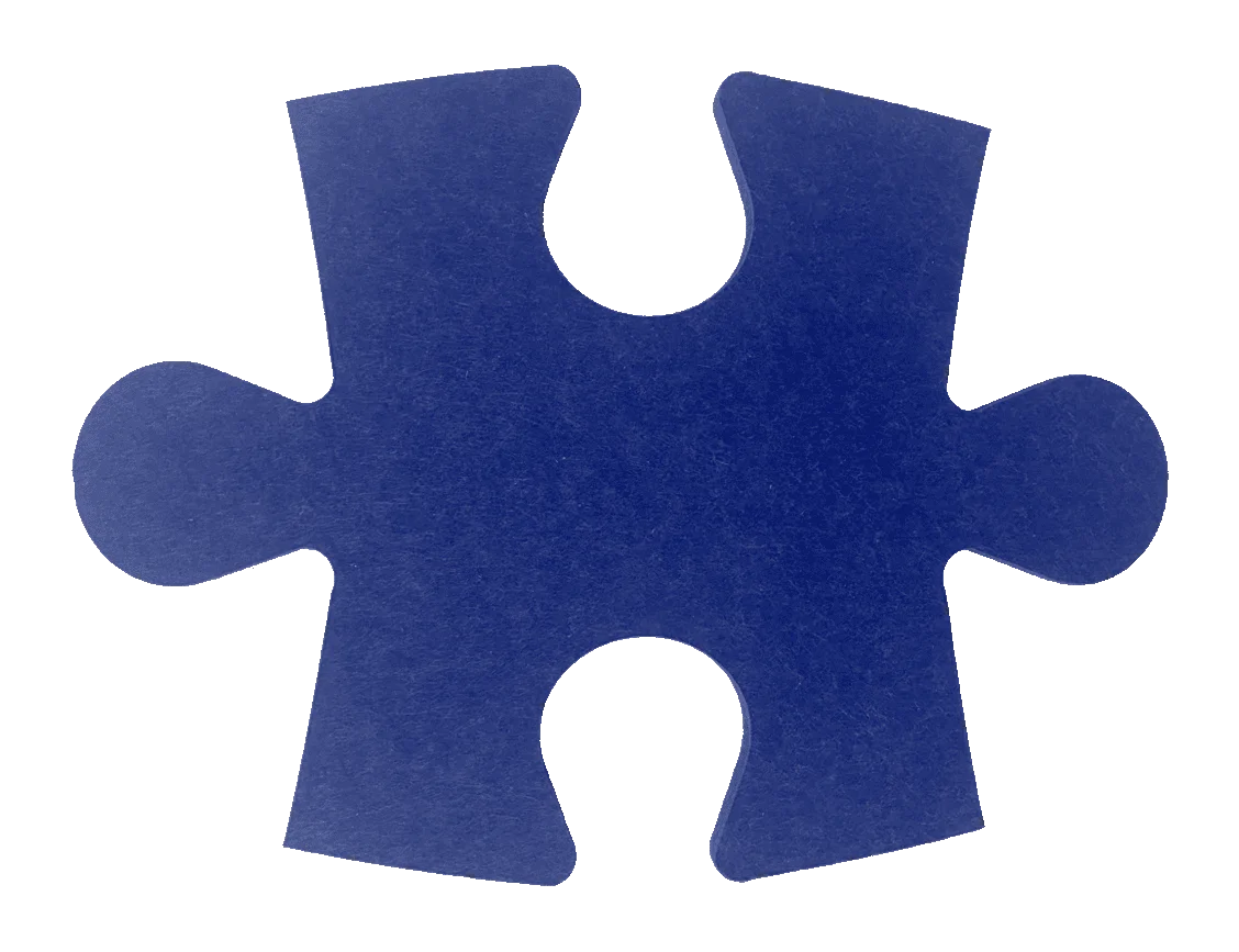 A felt puzzle piece with interlocking cutouts