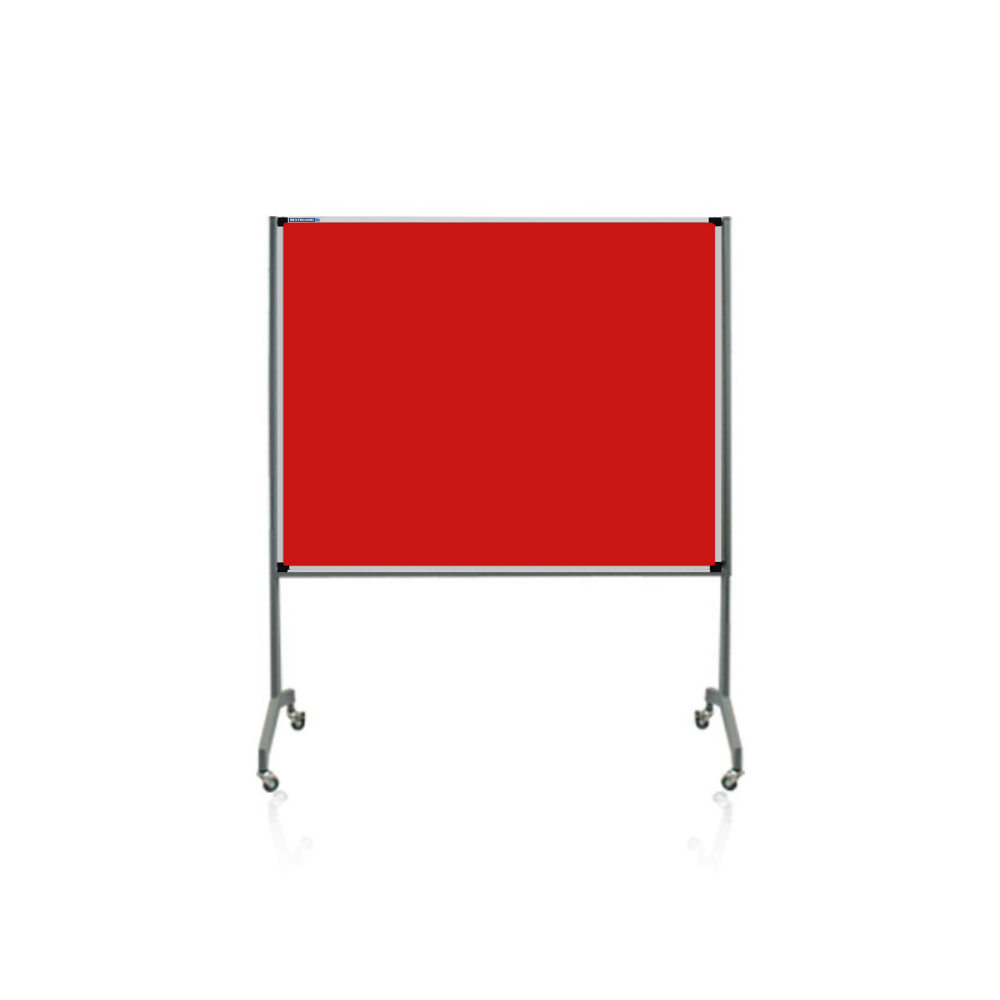 Clean mobile feltboard with metal frame on rolling stand. Features smooth felt surface and sturdy casters / wheels for easy classroom or office repositioning.