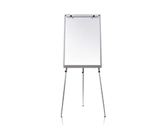 A Non-Magnetic Flip Chart Stand with telescopic legs, featuring an adjustable height and a whiteboard surface.