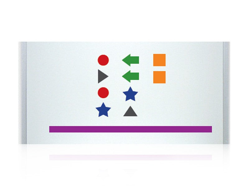 Magnetic shapes in various colors displayed on a white background, including squares, circles, stars, and arrows.