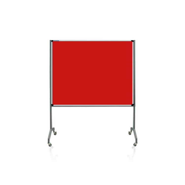 Clean mobile felt board with metal frame on rolling stand. Features smooth felt surface and sturdy castors / wheels for easy classroom or office repositioning.