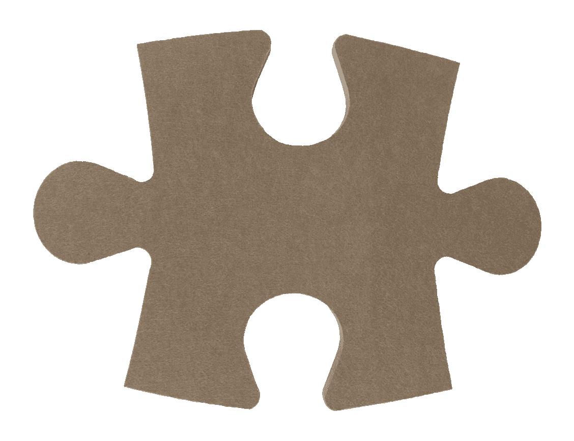 A felt puzzle piece with interlocking cutouts