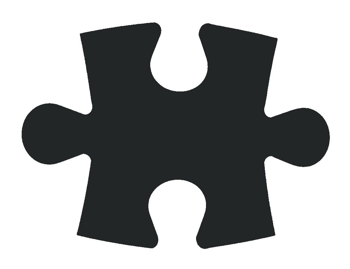 A felt puzzle piece with interlocking cutouts