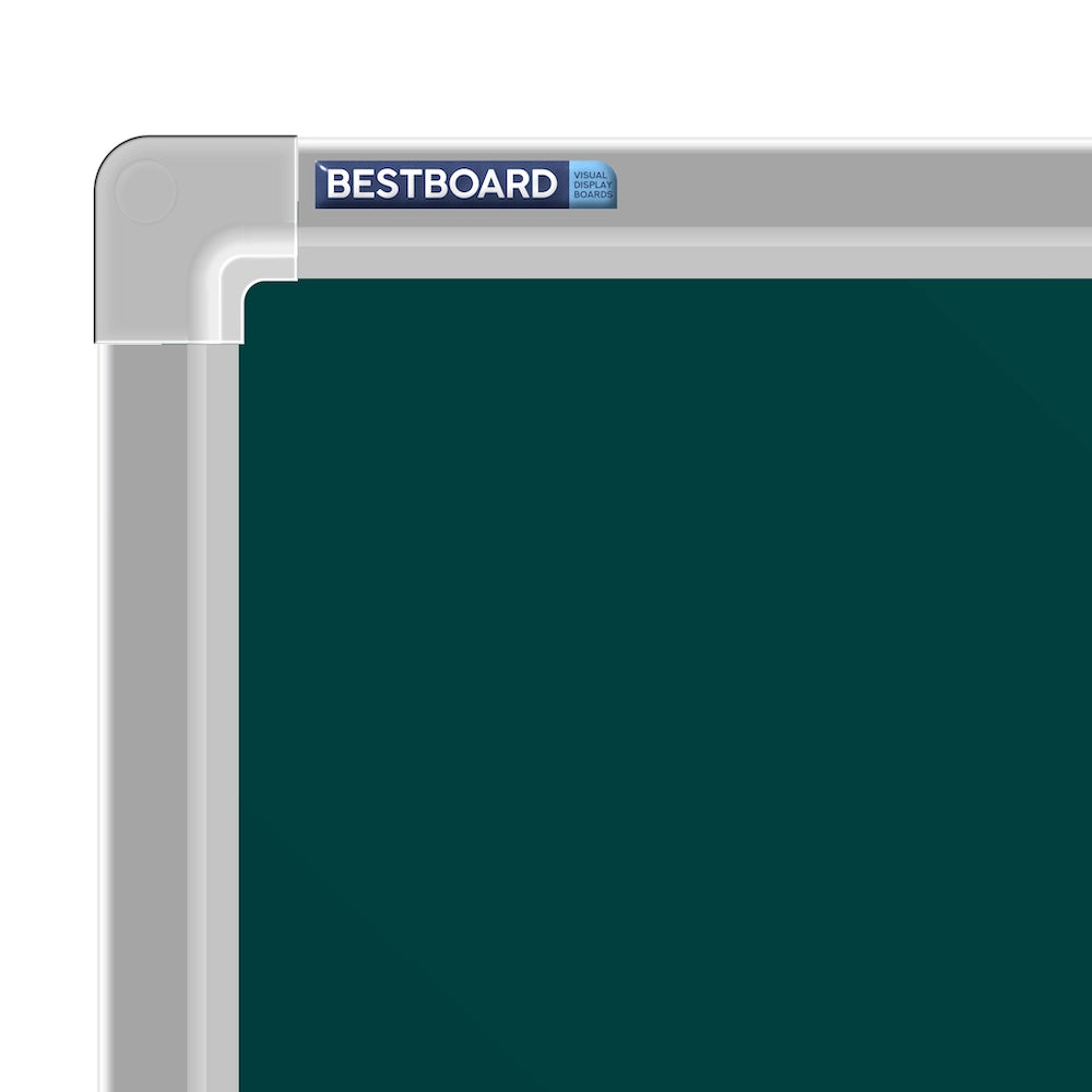 Green chalkboard with silver frame and 'BESTBOARD' logo on a white background