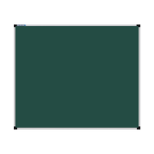 Load image into Gallery viewer, This image shows a rectangular green chalkboard with a silver frame. The corners of the frame are reinforced with black plastic. The chalkboard has a tray at the bottom for holding chalk and erasers.
