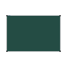 Load image into Gallery viewer, This image shows a rectangular green chalkboard with a silver frame. The corners of the frame are reinforced with black plastic. The chalkboard has a tray at the bottom for holding chalk and erasers.
