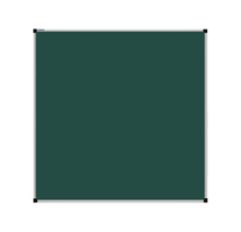 Load image into Gallery viewer, This image shows a square green chalkboard with a silver frame. The corners of the frame are reinforced with black plastic. The chalkboard has a tray at the bottom for holding chalk and erasers.
