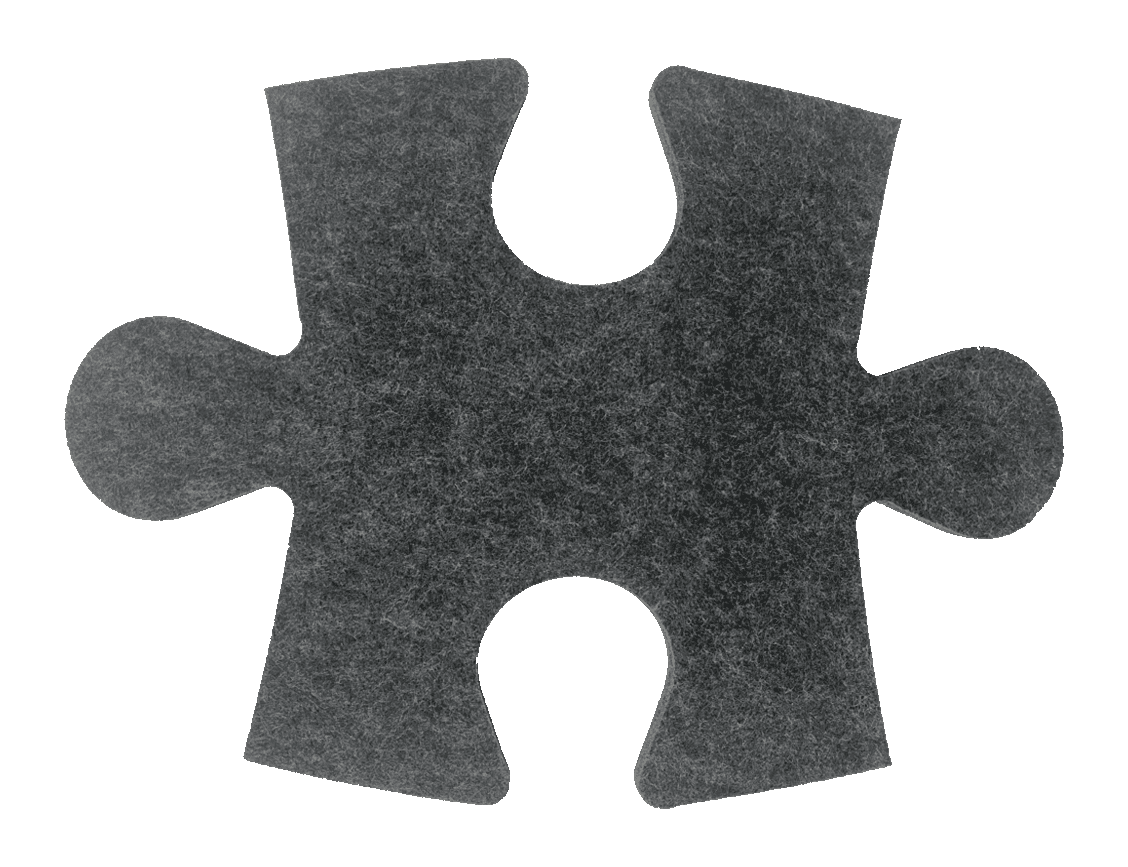 A felt puzzle piece with interlocking cutouts