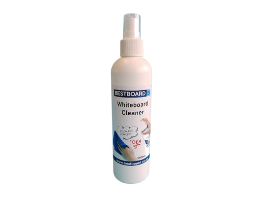 250ml bottle of BESTBOARD Whiteboard Cleaner with spray nozzle.
