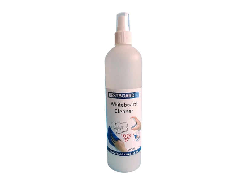 500ml bottle of BESTBOARD Whiteboard Cleaner with spray nozzle.