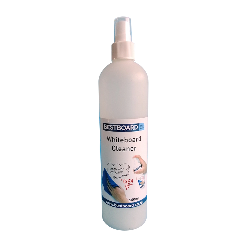 500ml bottle of BESTBOARD Whiteboard Cleaner with spray nozzle.