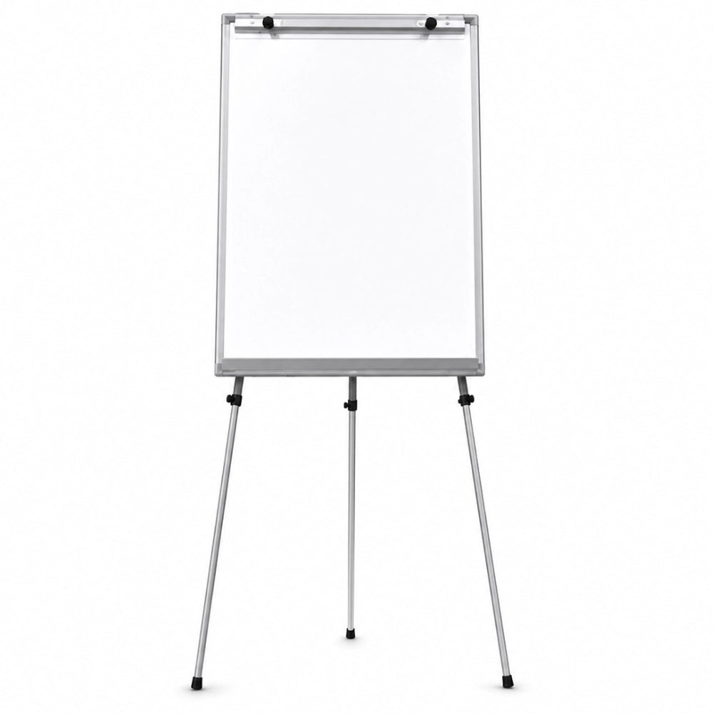 A Flip Chart Stand with telescopic legs, featuring an adjustable height and a whiteboard surface.