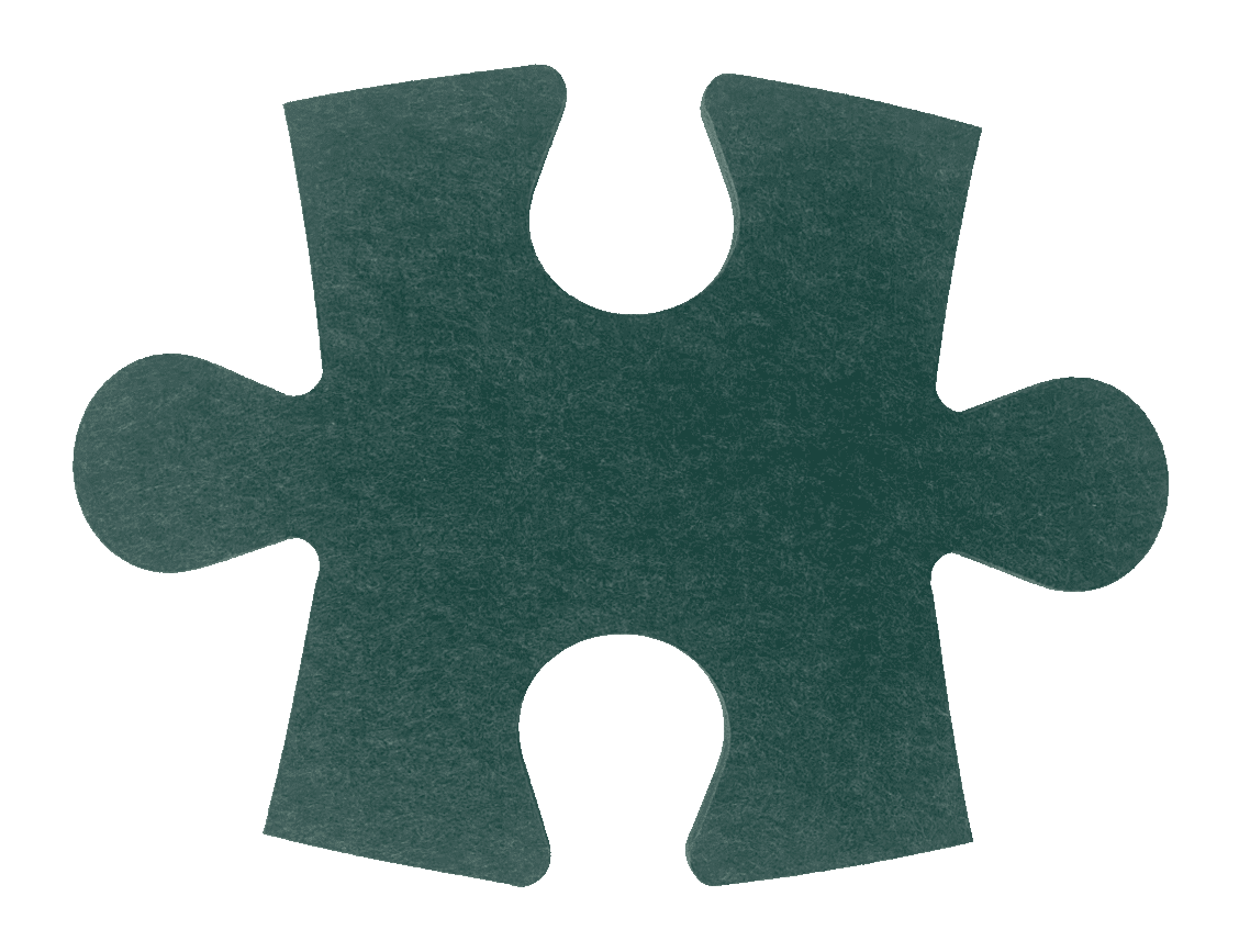 A felt puzzle piece with interlocking cutouts