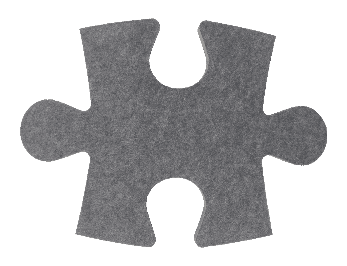 A felt puzzle piece with interlocking cutouts