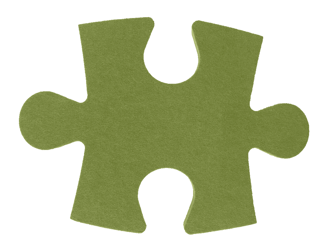 A felt puzzle piece with interlocking cutouts