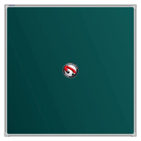 A Bestboard Magnetic green chalkboard (1000 x 1000mm) with an aluminium frame. The board has a smooth matte writing surface and a magnetic receptivity icon displayed in the centre.