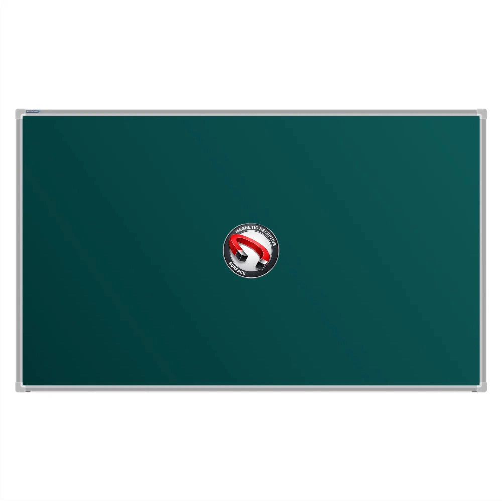 A Bestboard Magnetic green chalkboard (900 x 1500mm) with an aluminium frame. The board has a smooth matte writing surface and a magnetic receptivity icon displayed in the centre.