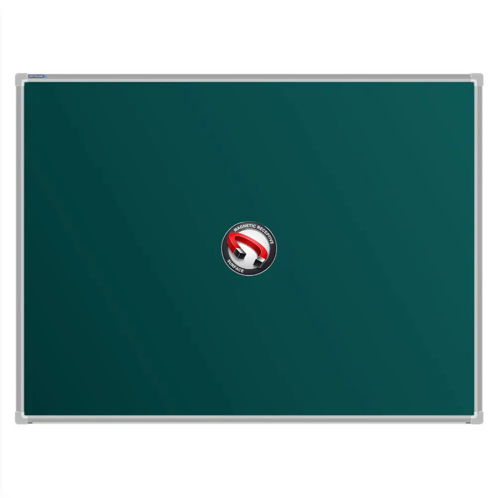 A Bestboard Magnetic green chalkboard (900 x 1200mm) with an aluminium frame. The board has a smooth matte writing surface and a magnetic receptivity icon displayed in the centre.