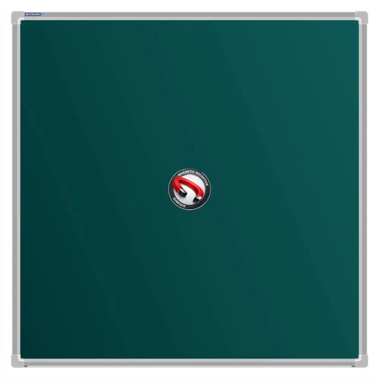 A Bestboard Magnetic green chalkboard (900 x 900mm) with an aluminium frame. The board has a smooth matte writing surface and a magnetic receptivity icon displayed in the centre.