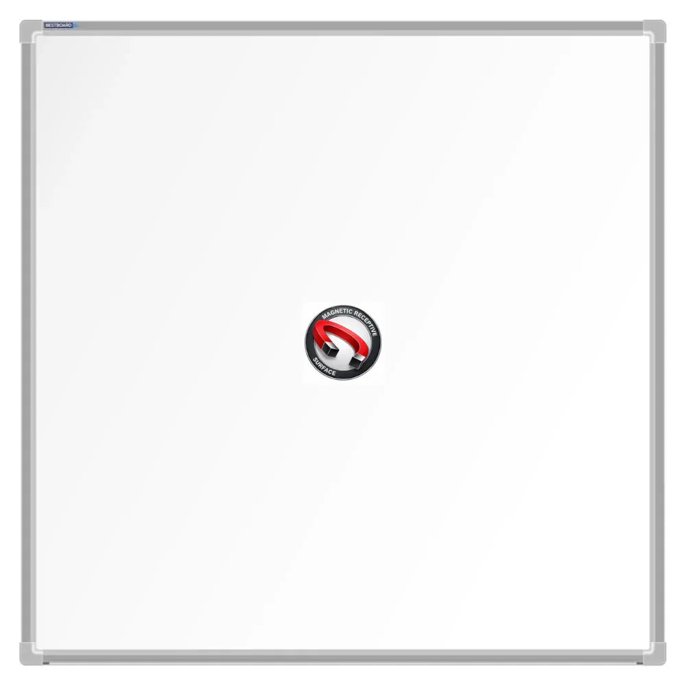 A Bestboard Magnetic Whiteboard (900 x 900mm) with an aluminium frame. The board has a smooth matte writing surface and a magnetic receptivity icon displayed in the centre.