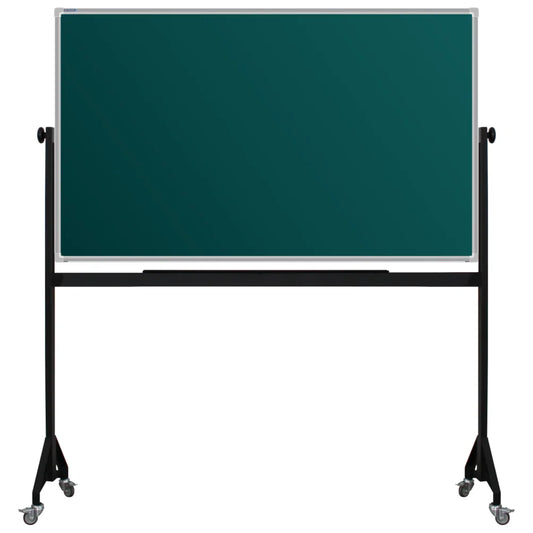 900mm x 1500mm Anodized aluminum framed green chalkboard with durable powder-coated Mobile steel H-stand offers long-lasting strength and stability. four wheels to allow easy mobility.