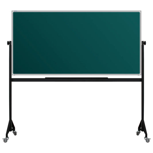 900mm x 1800mm Anodized aluminum framed green chalkboard with durable powder-coated Mobile steel H-stand offers long-lasting strength and stability. four wheels to allow easy mobility.