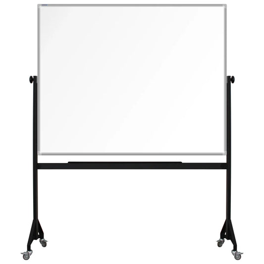 1200mm x 1500mm Anodized aluminum framed whiteboard with durable powder-coated Mobile steel H-stand offers long-lasting strength and stability. four wheels to allow easy mobility.