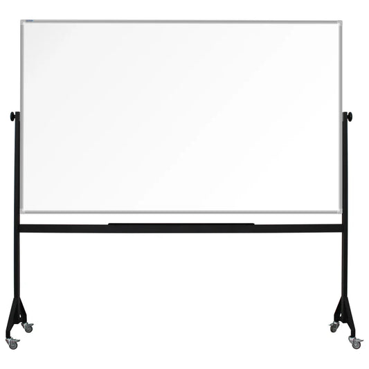 1200mm x 2000mm Anodized aluminum framed whiteboard with durable powder-coated Mobile steel H-stand offers long-lasting strength and stability. four wheels to allow easy mobility.