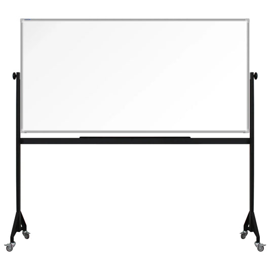 900mm x 1800mm Anodized aluminum framed whiteboard with durable powder-coated Mobile steel H-stand offers long-lasting strength and stability. four wheels to allow easy mobility.