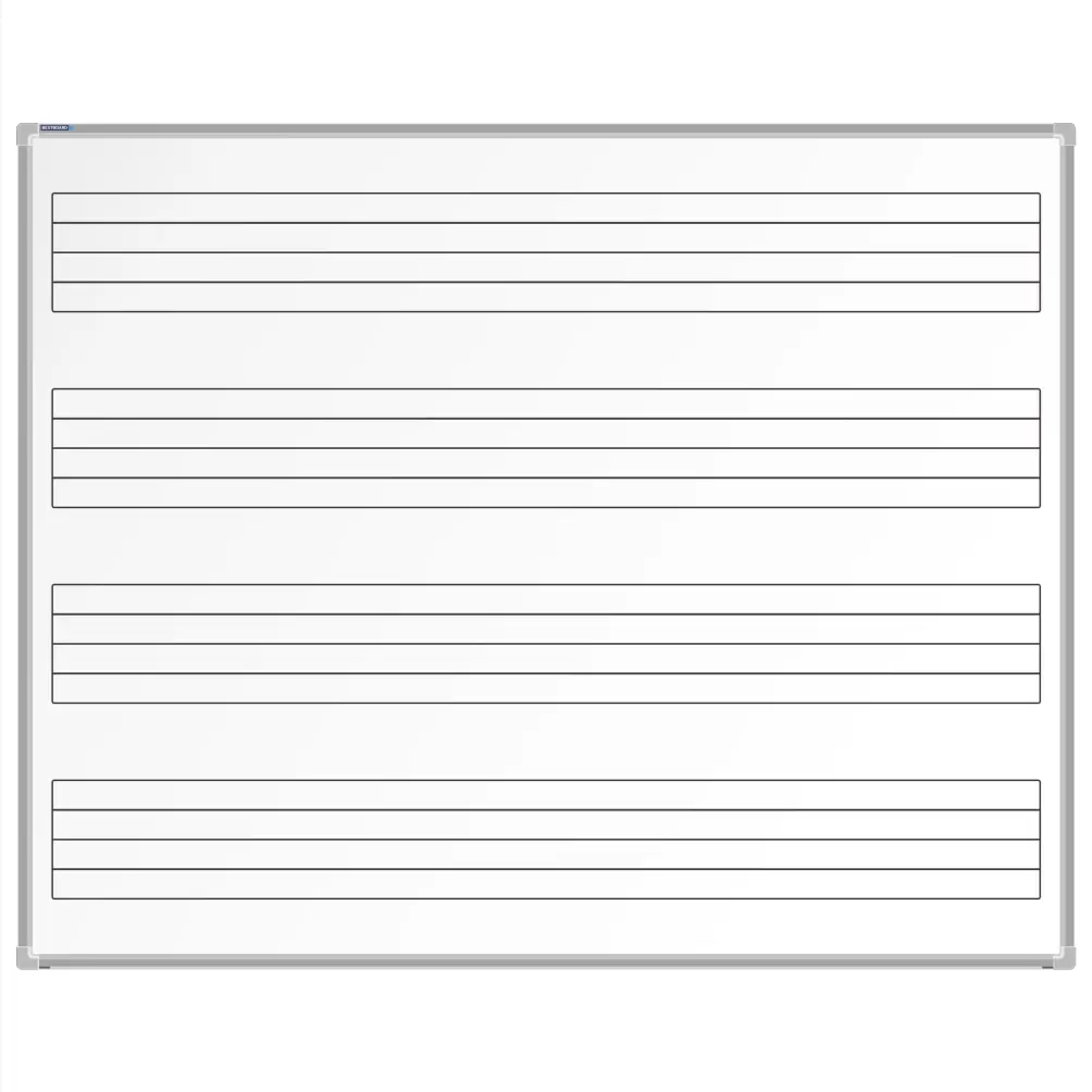 Blank whiteboard with horizontal lines on a white background