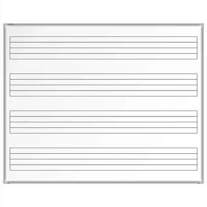 Blank whiteboard with horizontal lines on a white background
