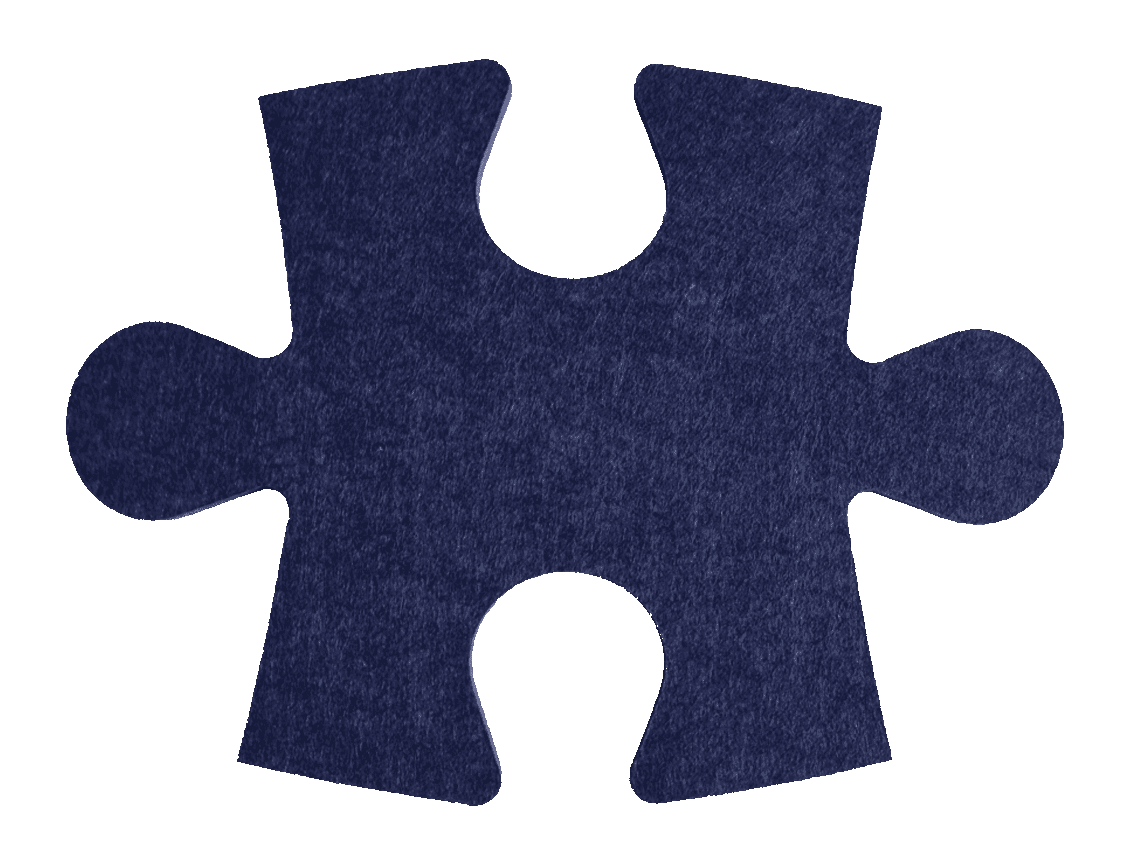 A felt puzzle piece with interlocking cutouts