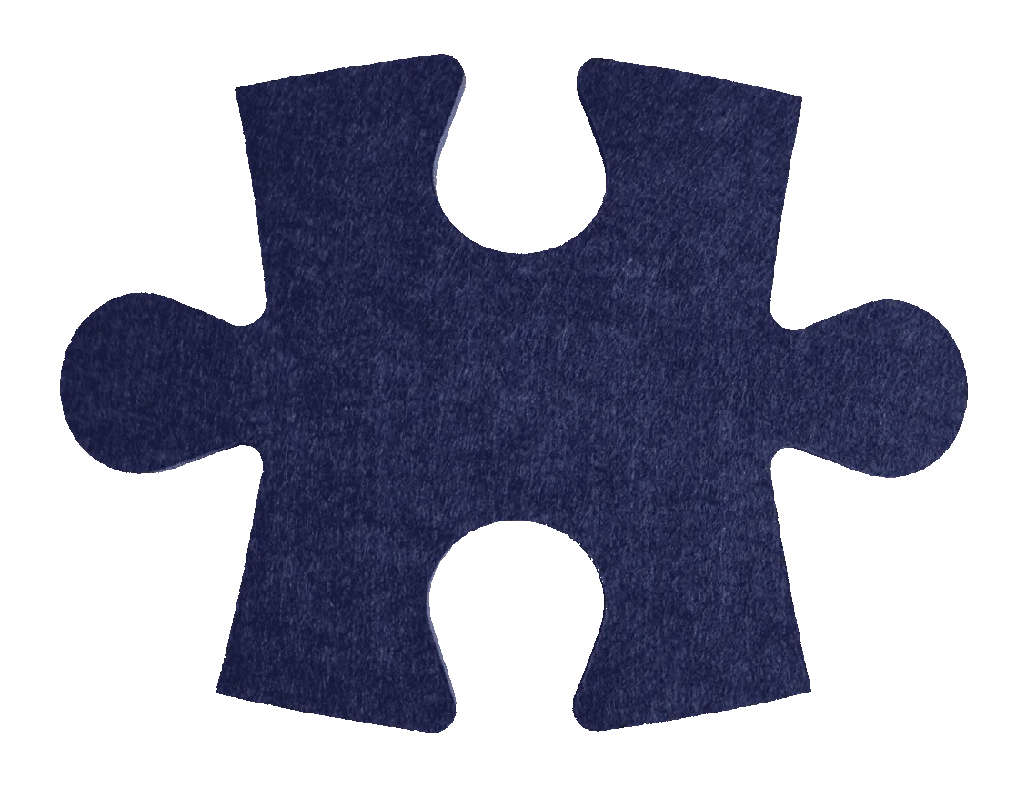 A felt puzzle piece with interlocking cutouts